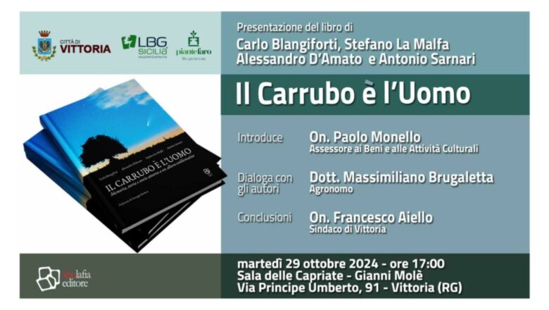 29 Ottobre – Presentazione del libro: Il carrubo è l’uomo